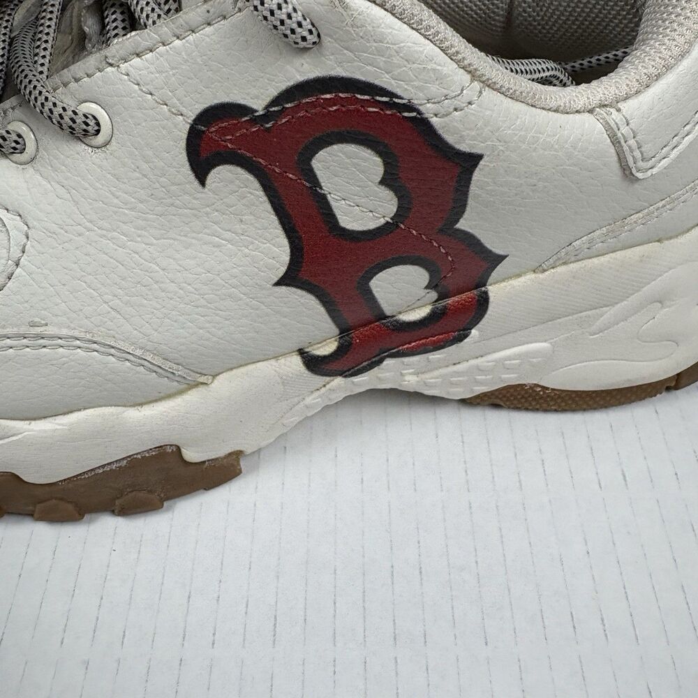 MLB Boston Red Sox Big Ball Chunky Sneakers US 7‎ Women White Gum Sole Leather - Picture 2 of 12